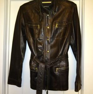 Guess Black Genuine Leather Jacket, Medium